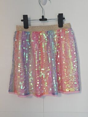 Girls Sequin Skirt with Gold Waistband